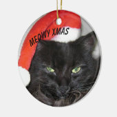 クリスマス猫の写真 セラミックオーナメント (左)