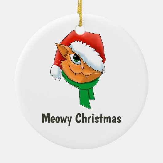 クリスマス猫の写真 セラミックオーナメント (裏面)