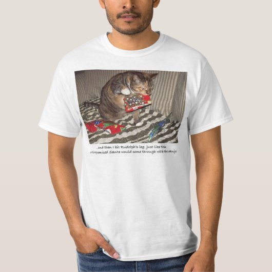 クリスマス猫の攻撃 Tシャツ (正面)