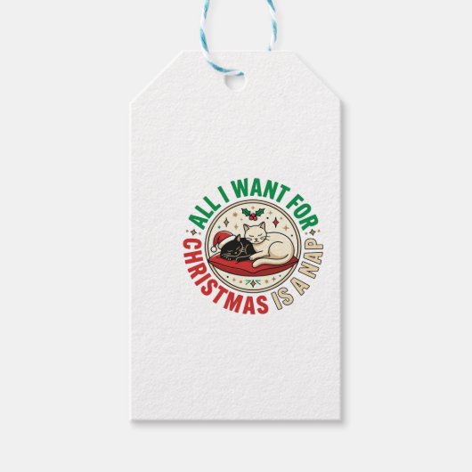 クリスマス猫の昼寝ホリデーデザイン ギフトタグ (正面)