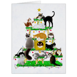 クリスマス猫の木の大きい挨拶状