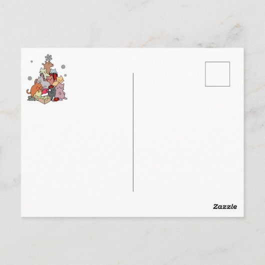 クリスマス猫の木の猫が抱き締める ポストカード (裏面)