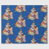 クリスマス猫の木の猫は猫パックを抱く ラッピングペーパー (フラット)