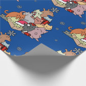 クリスマス猫の木の猫は猫パックを抱く ラッピングペーパー (角)