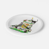 クリスマス猫の木の紙皿 ペーパープレート (アングル)