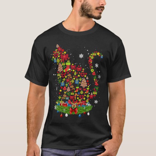 クリスマス猫の汗 Tシャツ (正面)