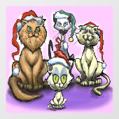 クリスマス猫の窓が貼り付く ウィンドウサイン (シート)