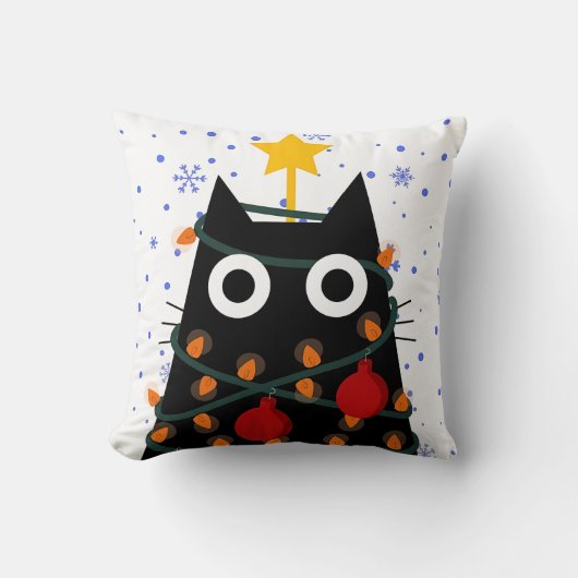 クリスマス猫の装飾的インテリア クッション (正面)