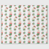 クリスマス猫の贈り物と白いストッキング ラッピングペーパー (フラット)