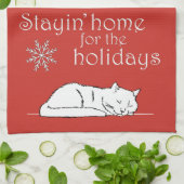 クリスマス猫の郷土料理 キッチンタオル (折り畳み)