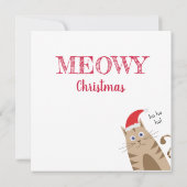 クリスマス猫の雪の森、サンタハット子猫 カード (裏面)