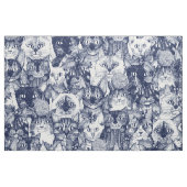 クリスマス猫の青 ファブリック (ファットクウォーター)