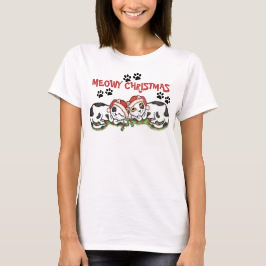 クリスマス猫のTシャツ Tシャツ (正面)