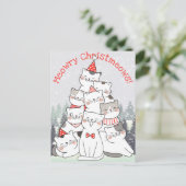 クリスマス猫はがき ポストカード (スタンド正面)