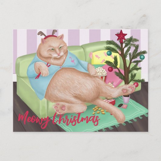 クリスマス猫はがき ポストカード (正面)