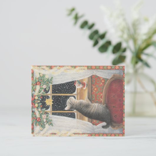 クリスマス猫はがき ポストカード (スタンド正面)