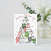 クリスマス猫はがき ポストカード (スタンド正面)