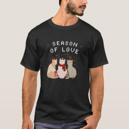 クリスマス猫を愛らしい聖降誕祭の精神 Tシャツ