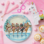 クリスマス猫アイススケーター、紙皿 ペーパープレート (パーティー)