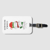 クリスマス猫カップスカーフ赤い緑の漫画かわいい ラゲッジタグ (正面横)