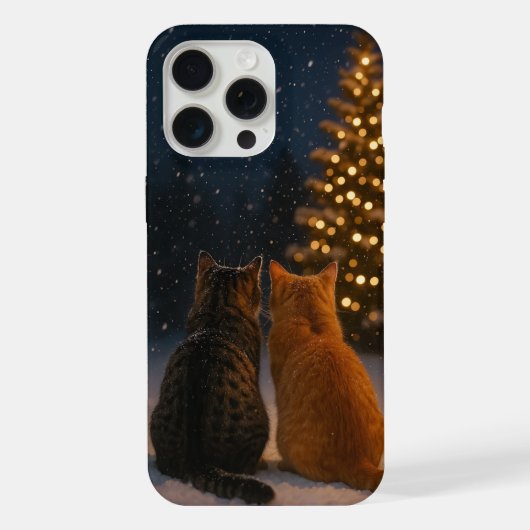 クリスマス猫カップルiPhoneケース15 Pro Max iPhoneケース (裏面)