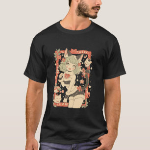 クリスマス猫ガールアニメ和風かわいいジャパンHolida Tシャツ