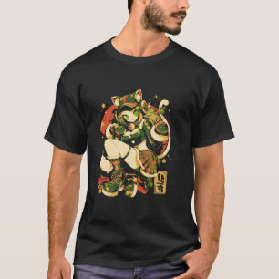 クリスマス猫ガールアニメ和風かわいいジャパンHolida Tシャツ
