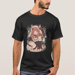 クリスマス猫ガールアニメ和風かわいいジャパンHolida Tシャツ