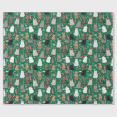 クリスマス猫キャットレディーパターン ラッピングペーパー (フラット)