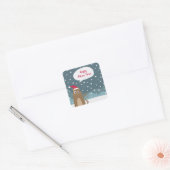 クリスマス猫サンタ子猫の休日のご挨拶 スクエアシール (封筒)