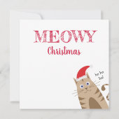 クリスマス猫サンタ帽子をかぶったおもしろい子猫カード (裏面)