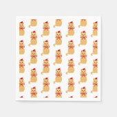 クリスマス猫サンタ絵画ズ スタンダードカクテルナプキン (正面)