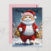 クリスマス猫サンタ ポストカード (正面/裏面)