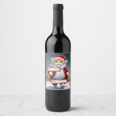 クリスマス猫サンタ ワインラベル (正面)
