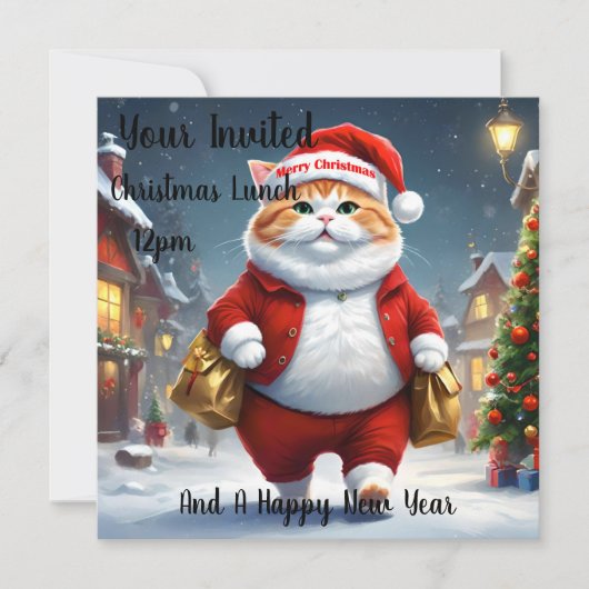 クリスマス猫サンタ 招待状 (正面)