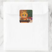 クリスマス猫シール作り スクエアシール (バッグ)