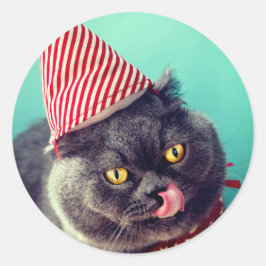 クリスマス猫シール封筒用シール ラウンドシール