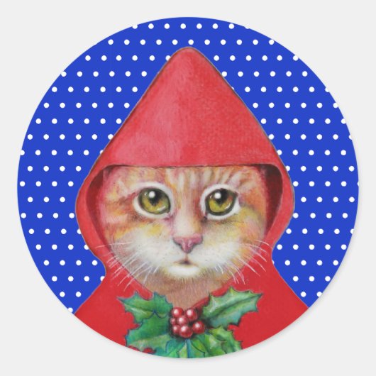 クリスマス猫シール ラウンドシール (正面)