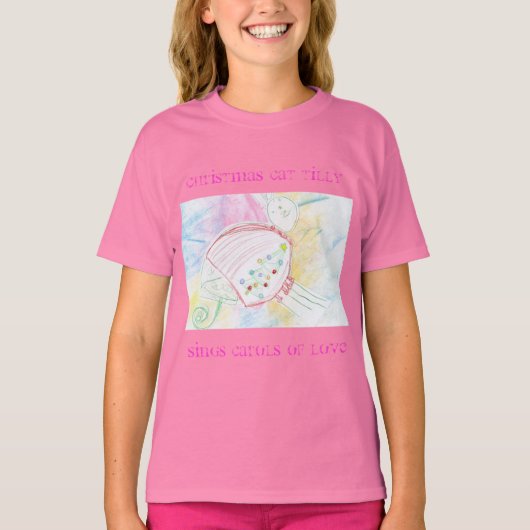 クリスマス猫ティリー Tシャツ (正面)