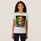 クリスマス猫デザイン：かわいい&フェスティバル休日スタイル Tシャツ (正面フル)