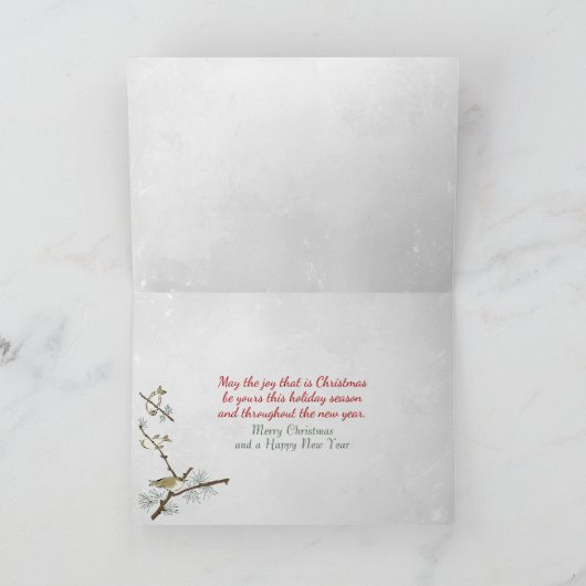 クリスマス猫バイ暖炉ホリデーカード シーズンカード (内部)