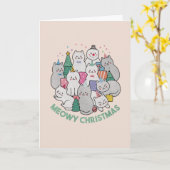 クリスマス猫パン:メowyクリスマス カード (黄色い花)