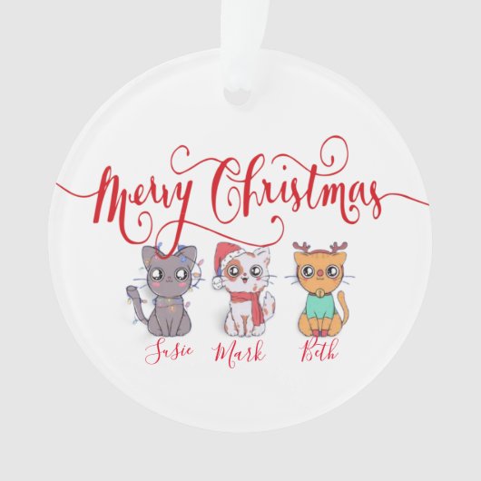 クリスマス猫パーソナライズされたオーナメント オーナメント (正面)