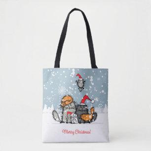 クリスマス猫ファミリー トートバッグ