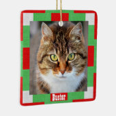 クリスマス猫ペット写真名Red Green セラミックオーナメント (右)