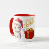 クリスマス猫マグカップ – Merry Christmas マグカップ (正面左)