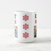 クリスマス猫ママ手プリントスノーフレーク写真 コーヒーマグカップ (中央)
