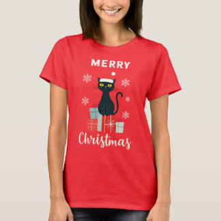 クリスマス猫メリークリスマスホリデー Tシャツ