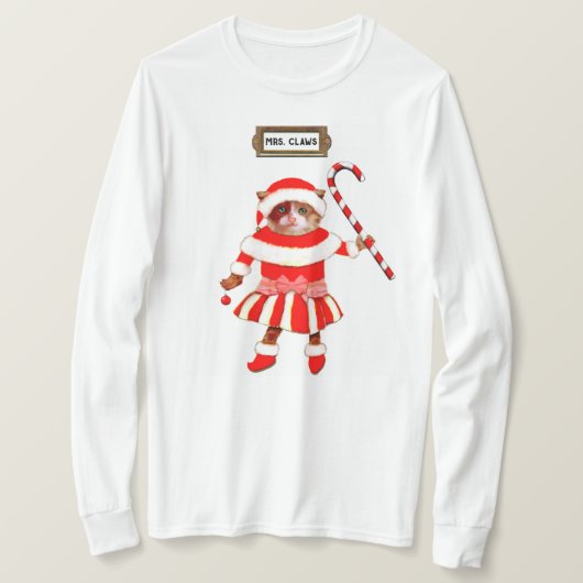 クリスマス猫好きアパレル Tシャツ (デザイン正面)
