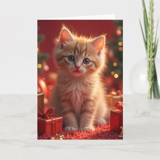 クリスマス猫子ねこブランクグリーティングカード カード (正面)